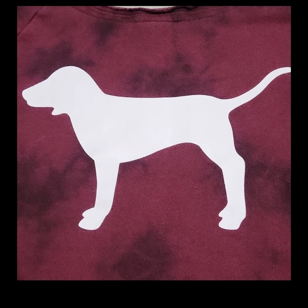 Victoria's Secret PINK Maroon Tie-Dye Sweatshirt